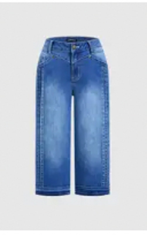 Nwt Flemingals Wash Stitch Detail Mid Waist Straight Leg Capri Jeans Sz 2xl